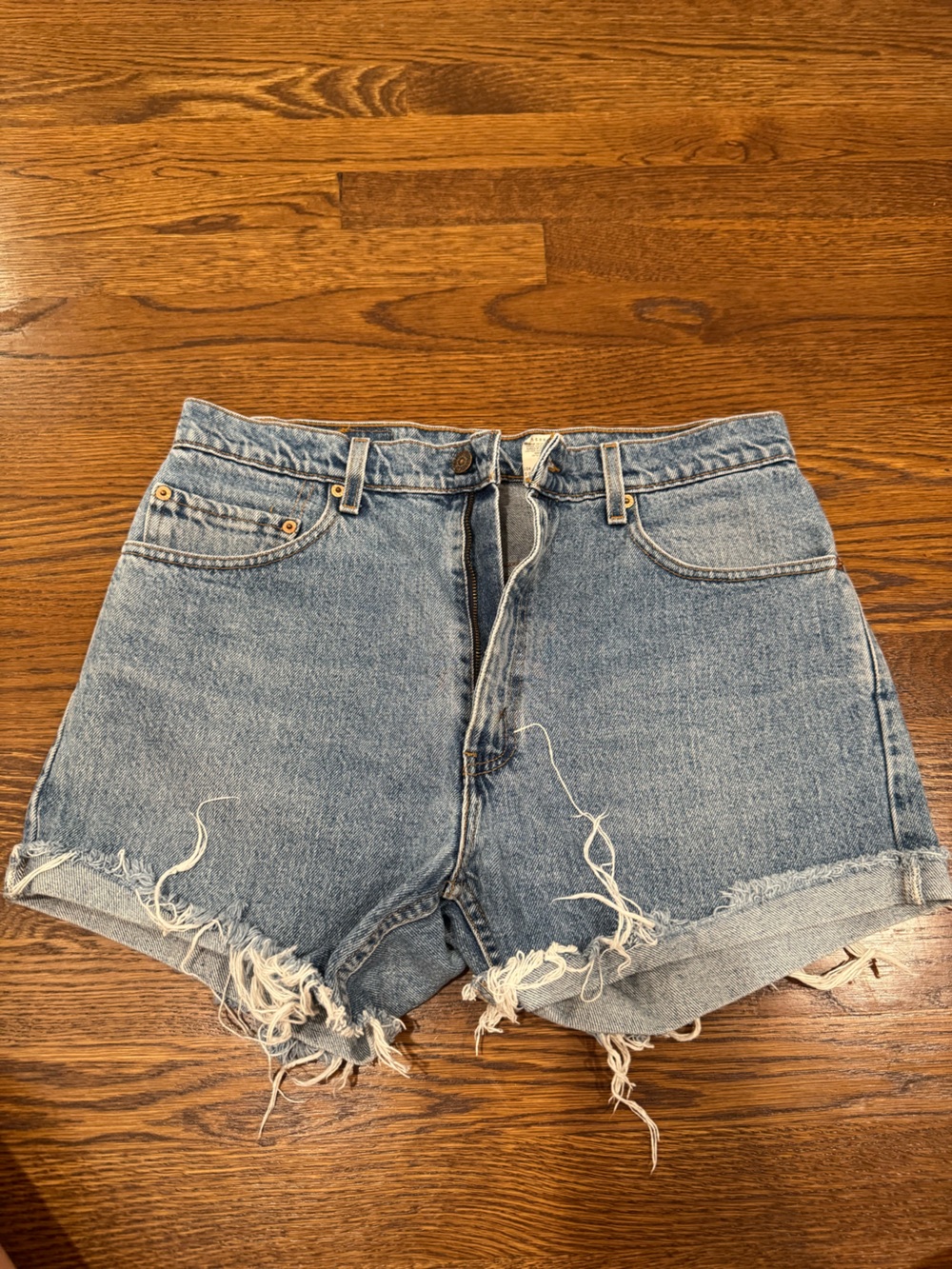 Levi's Light Blue Distressed Denim Shorts
